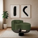Ver imagem 1 de Divã Recamier Curvo Sala de Estar Recepção Inglaterra 150cm Pés Metal Preto Lado Direito Linho Verde