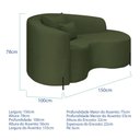 Ver imagem 3 de Divã Recamier Curvo Sala de Estar Recepção Inglaterra 150cm Pés Metal Preto Lado Direito Linho Verde