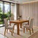 Ver imagem 1 de Conjunto Sala de Jantar 4 Lugares Retangular Tampo MDF 120cm Mesa Athenas e Cadeiras Apogeu Bege Amêndoa Clean/Rinzai Bege