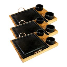Kit 3 Grelha 06 Molheiras em Pedra Sabão e Suporte G 25x25cm Industria São Jose AF144X3INDSJ - 1