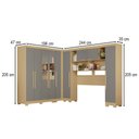 Ver imagem 4 de Guarda-Roupa Casal Modulado Positano 9 Portas 2 Gavetas com Espelho e Pés Jequitibá/Granizo - Pnr Mó