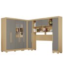 Ver imagem 3 de Guarda-Roupa Casal Modulado Positano 9 Portas 2 Gavetas com Espelho e Pés Jequitibá/Granizo - Pnr Mó