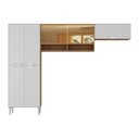 Ver mais imagens de Armário Cozinha Modulada Compacta com Vidros 270cm 3 Peças Paris Multimóveis Mp2297 Madeirado/