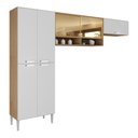 Ver imagem 2 de Armário Cozinha Modulada Compacta com Vidros 270cm 3 Peças Paris Multimóveis Mp2297 Madeirado/
