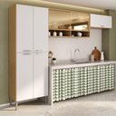 Ver imagem 1 de Armário Cozinha Modulada Compacta com Vidros 270cm 3 Peças Paris Multimóveis Mp2297 Madeirado/
