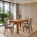 Ver imagem 1 de Conjunto Sala de Jantar 4 Cadeiras 120cm Mesa Athenas e Cadeiras Apogeu Marrom Amêndoa Clean/Liso Capuccino