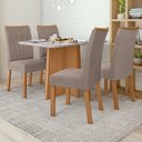 Ver imagem 1 de Conjunto Sala de Jantar 4 Lugares Retangular Tampo MDF 90cm Mesa Celebrare com Cadeiras Apogeu Bege Amêndoa Clean/Off White/Animale Bege