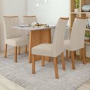 Ver imagem 1 de Conjunto Sala de Jantar 4 Lugares Retangular Tampo MDF Mesa Celebrare com Cadeiras Apogeu Bege Amêndoa Clean/Off White/ Naturale Creme