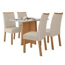 Ver imagem 2 de Conjunto Sala de Jantar 4 Lugares Retangular Tampo MDF Mesa Celebrare com Cadeiras Apogeu Bege Amêndoa Clean/Off White/ Naturale Creme