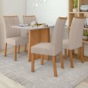 Ver imagem 1 de Conjunto Sala de Jantar 4 Lugares Retangular Tampo MDF 90cm Mesa Celebrare com Cadeiras Apogeu Bege Amêndoa Clean/Off White/Bege Escuro