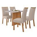 Ver imagem 2 de Conjunto Sala de Jantar 4 Lugares Retangular Tampo MDF 90cm Mesa Celebrare com Cadeiras Apogeu Bege Amêndoa Clean/Off White/Bege Escuro