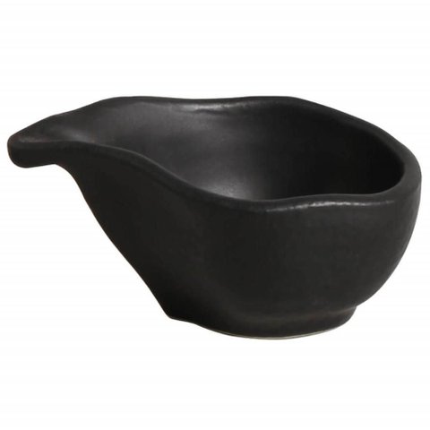 Kit 60 Molheiras 40ml Restaurante Japonês 8x6cm Cerâmica Orgânico Preto Matte Buffet Porto Brasil
