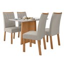 Ver imagem 2 de Conjunto Sala de Jantar 4 Lugares Retangular Tampo MDF 120cm Mesa Celebrare com Cadeiras Apogeu Marrom Amêndoa Clean/Off White/ Capuccino