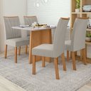 Ver imagem 1 de Conjunto Sala de Jantar 4 Lugares Retangular Tampo MDF 120cm Mesa Celebrare com Cadeiras Apogeu Marrom Amêndoa Clean/Off White/ Capuccino