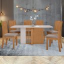 Ver imagem 1 de Conjunto Sala de Jantar 6 Lugares Retangular Tampo MDF Mesa Astrid com Cadeiras Athenas Bege Amêndoa Clean/Off White/Animale Bege