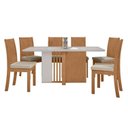 Ver imagem 2 de Conjunto Sala de Jantar 6 Lugares Retangular Tampo MDF Mesa Astrid com Cadeiras Athenas Bege Amêndoa Clean/Off White/Naturale Creme