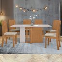 Ver imagem 1 de Conjunto Sala de Jantar 6 Lugares Retangular Tampo MDF Mesa Astrid com Cadeiras Athenas Bege Amêndoa Clean/Off White/Naturale Creme