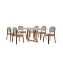 Ver imagem 1 de Conjunto Sala de Jantar Mesa Florença 160x90cm Tampo Retângular Vidro/MDF Off White 6 Cadeiras