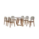 Ver imagem 1 de Conjunto Sala de Jantar Mesa Florença 160x90cm Tampo Retângular Vidro/mdf Off White  6 Cadeiras