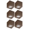 Jogo 6 Spots Sobrepor Lâmpada Mr16 8x8cm Quadrados Marrom Baixos Dital - 1