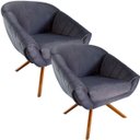 Ver imagem 1 de Kit Duas Poltrona Giovana Base Giratória Ferro e Madeira em Sued Premium:cinza