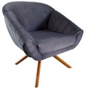 Ver imagem 2 de Kit Duas Poltrona Giovana Base Giratória Ferro e Madeira em Sued Premium:cinza