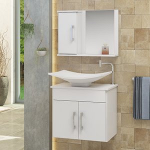 Conjunto Bali Gabinete para Banheiro com Cuba e Espelheira