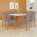 Ver imagem 1 de Conjunto Sala de Jantar 8 Lugares Quadrada Tampo Vidro/MDF Mesa Nevada com Cadeiras Apogeu