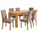 Ver imagem 2 de Conjunto Sala de Jantar 6 Lugares Retangular Tampo MDF 180cm Mesa Athenas e Cadeiras Apogeu Bege Amêndoa Clean/Animale Bege