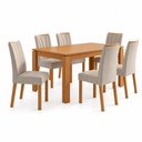Ver imagem 2 de Conjunto Sala de Jantar 6 Lugares Retangular Tampo MDF 180cm Mesa Athenas e Cadeiras Apogeu Bege Amêndoa Clean/Rinzai Bege