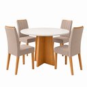 Ver imagem 2 de Conjunto Sala de Jantar 4 Lugares Redonda Tampo MDF Mesa Celebrare com Cadeiras Apogeu Bege Amêndoa Clean/Off White/ Naturale Creme