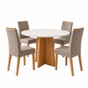 Ver imagem 2 de Conjunto Sala de Jantar 4 Lugares Redonda Tampo MDF Mesa Celebrare com Cadeiras Apogeu Bege Amêndoa Clean/Off White/Bege Escuro
