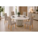Ver imagem 1 de Mesa Sala Tokyo 136 + 6 Cad Nara Bege DJ Móveis