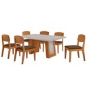 Ver imagem 1 de Mesa de Jantar Carolina 180cm Tampo MDF Vidro Canto Copo com 6 Cadeiras Copper