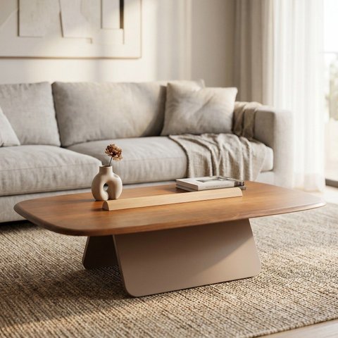 Mesa de Centro para Sala de Estar 120cm Book Marrom Capuccino/ Whit