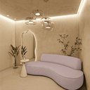 Ver imagem 1 de Sofá Curvo 3 Lugares Orgânico Amsterdã 180cm Linho Rose- Mabe Magazine