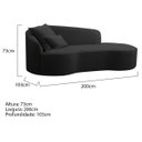 Ver imagem 6 de Divã Recamier Curvo Sala de Estar Inglaterra Lado Direito 200cm Bouclé Preto - Incasa Decor