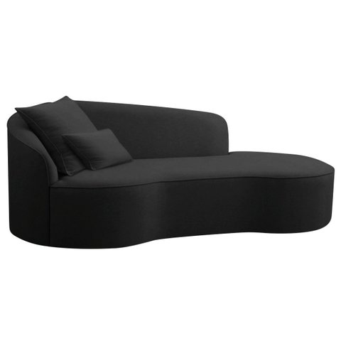 Divã Recamier Curvo Sala de Estar Inglaterra Lado Direito 200cm Bouclé Preto - Incasa Decor