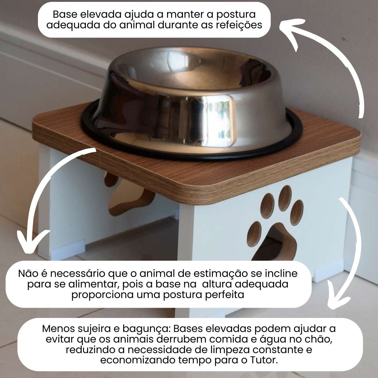 Base Comedouro Bebedouro Elevado Pet Mdf Cachorro - 4