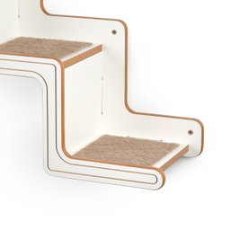 Escadinha Celine para Gatos Branca 3 Degraus - Subindo para Esquerda 64cm x 25cm x 49cm - 5
