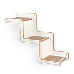 Escadinha Celine para Gatos Branca 3 Degraus - Subindo para Esquerda 64cm x 25cm x 49cm - 2