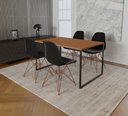 Ver imagem 1 de Mesa Industrial Base Ferro Preto Tampo 137x90 Canela 4 Cadeiras Eames Ferro Cobre Assento Preto