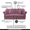 Ver imagem 3 de Sofá Decorativo 200cm 3 Lugares com 4 Almofadas Armstrong Veludo Uva - Gran Belo