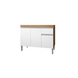 Balcão Gabinete de Pia Tatiane 100cm Amêndoa/branco S/tampo - Ajl Móveis - 2