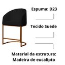 Ver imagem 5 de Banco Banqueta Alta Poltrona Mia Base de Metal Bronze Suede Cor:preto