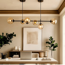 Ver imagem 6 de Lustre Pendente Jabuticaba Jabuti Preto com 6 Bolas Globos Esféras Âmbar Moderno Luxo Inl91