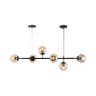 Lustre Pendente Jabuticaba Jabuti Preto com 6 Bolas Globos Esféras Âmbar Moderno Luxo Inl91 - 1