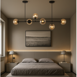 Lustre Pendente Jabuticaba Jabuti Preto com 6 Bolas Globos Esféras Âmbar Moderno Luxo Inl91 - 4