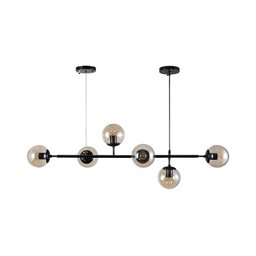 Lustre Pendente Jabuticaba Jabuti Preto com 6 Bolas Globos Esféras Âmbar Moderno Luxo Inl91 - 2