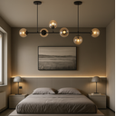 Ver imagem 5 de Lustre Pendente Jabuticaba Jabuti Preto com 6 Bolas Globos Esféras Âmbar Moderno Luxo Inl91
